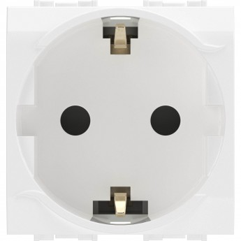Электрическая розетка DKC с заземлением, со шторками, белая, 2 модуля