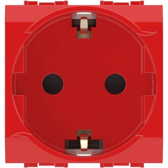 Электрическая розетка DKC с заземлением, со шторками, красная, 2 модуля