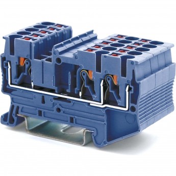 Клемма проходная DKC, зажим push-in, 3 точки подключения, 2.5 кв.мм, синяя Клемма проходная DKC, зажим push-in, 3 точки подключения, 2.5 кв.мм, синяя