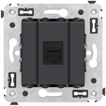 Розетка компьютерная DKC AVANTI СП RJ45 кат.5E, черный матовый, без шторок