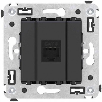 Розетка компьютерная DKC AVANTI СП RJ45 кат.6, черный матовый, без шторок