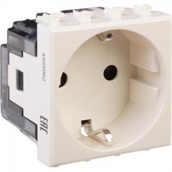 Розетка модульная DKC "AVANTI" 2P+E, с з/ш, "Ванильная дымка", 2 модуля