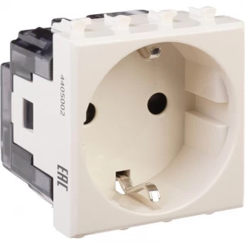 Розетка модульная DKC "AVANTI" 2P+E, с з/ш, "Ванильная дымка", 2 модуля