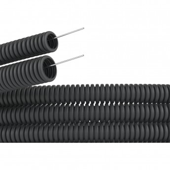 Труба DKC ПНД гибкая гофр. д.25мм, лёгкая с протяжкой, 50м, чёрный