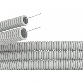 Труба гофрированная DKC ПВХ 40 мм с протяжкой тяжелая серая (20м)