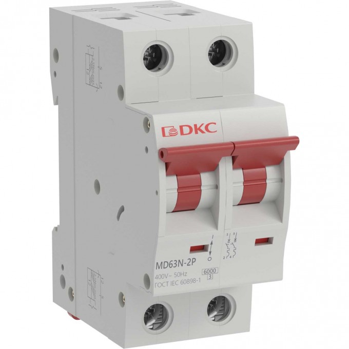 Выключатель автоматический двухполюсный DKC 10А C 6кА MD63N-2PC10 Выключатель автоматический двухполюсный DKC 10А C 6кА MD63N-2PC10