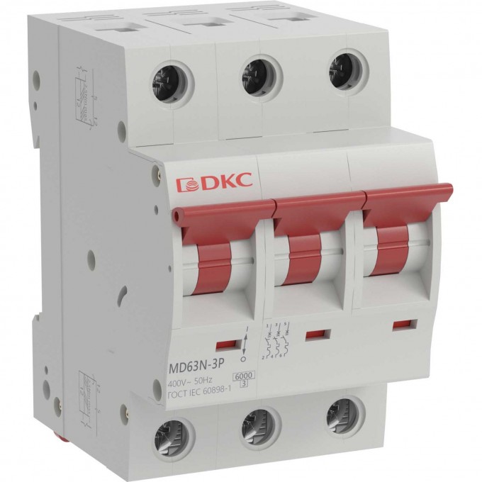 Выключатель автоматический трёхполюсный DKC 10А C 6кА MD63N-3PC10 Выключатель автоматический трёхполюсный DKC 10А C 6кА MD63N-3PC10