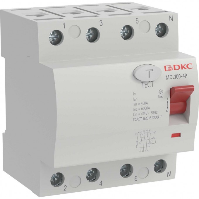 Выключатель дифференциального тока DKC 4п 80A 300мА АС MDL100-4P4-80-AC Выключатель дифференциального тока DKC 4п 80A 300мА АС MDL100-4P4-80-AC